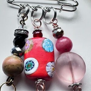 Collage BROOCH, Handmade OOAK, Kilt, Safety Pin, Colorful Glass Crystal & Beads